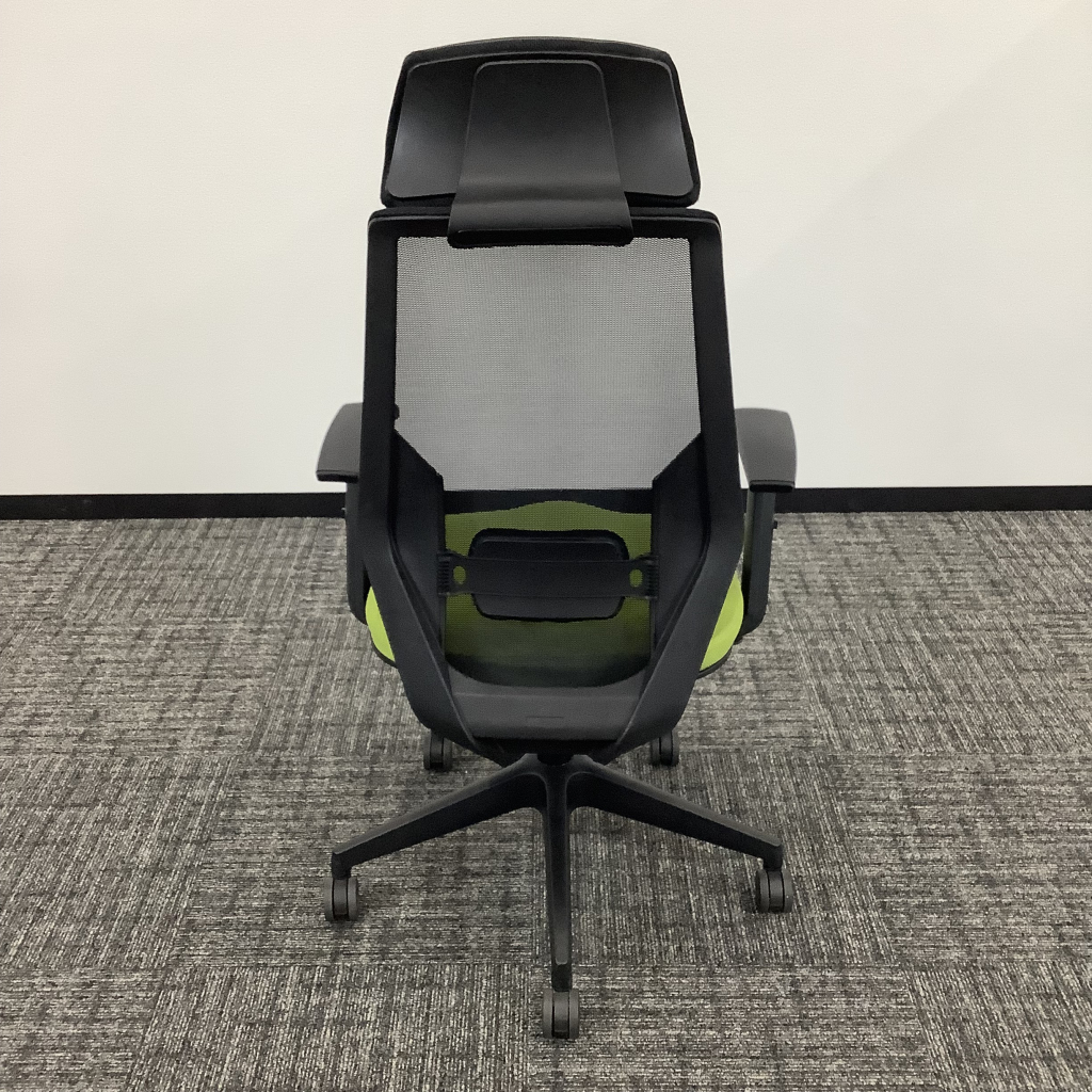 OAチェア(肘・ヘッドレスト付・座グリーン)5