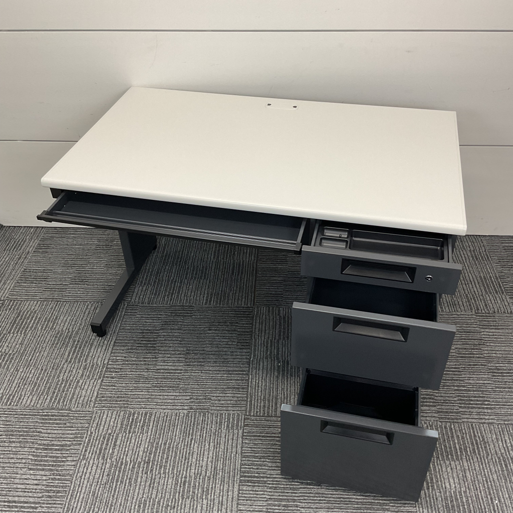片袖デスク W1200プラス ブラック/ホワイト2