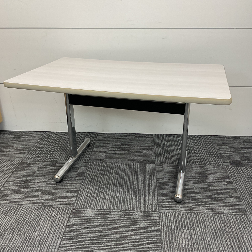 会議テーブル T字脚  W1200 ホワイト木目1