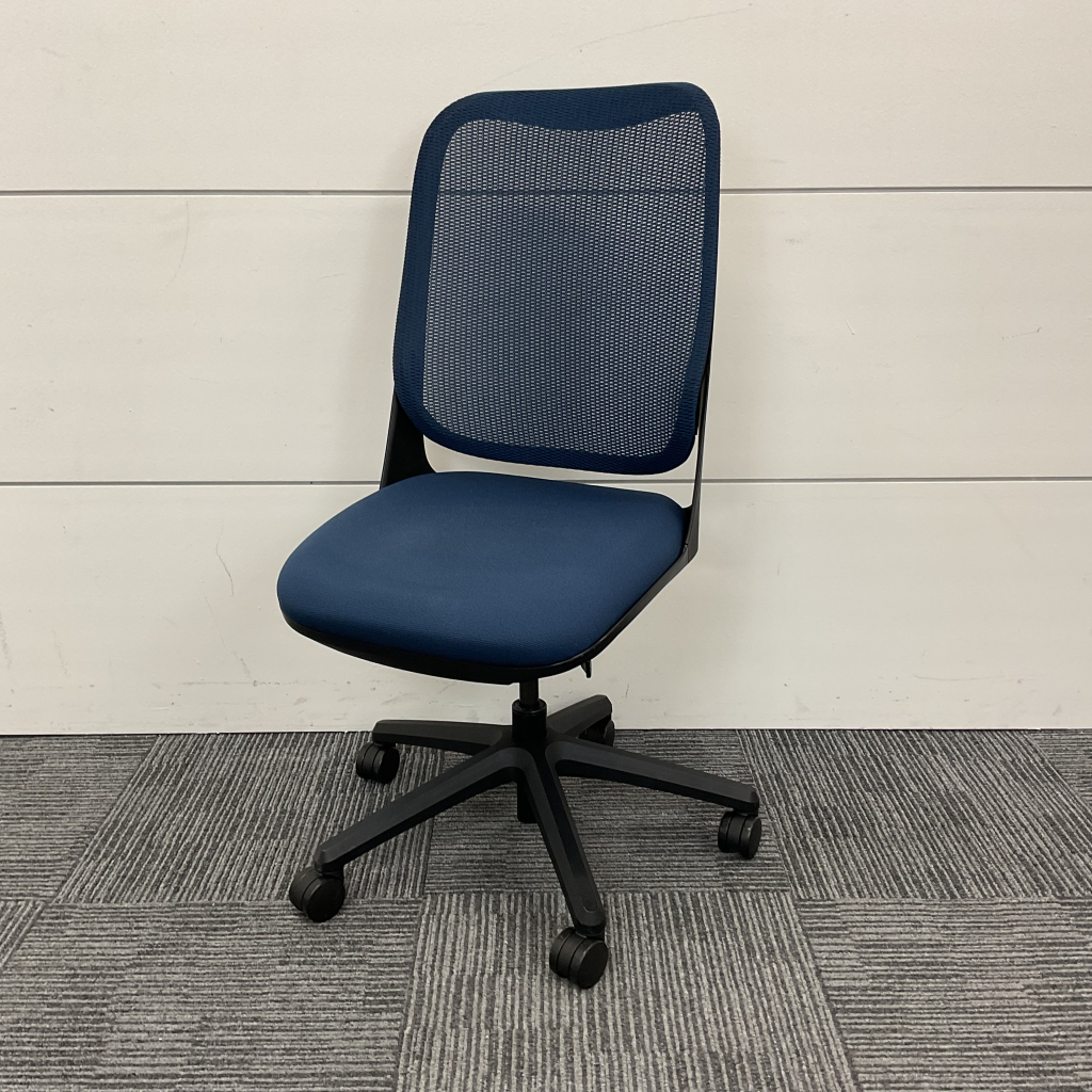 オフィスチェア肘無メッシュ ネイビー1