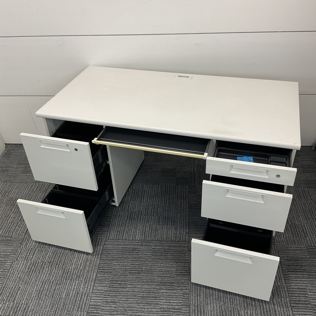 両袖机 W1400 ホワイト プラス2