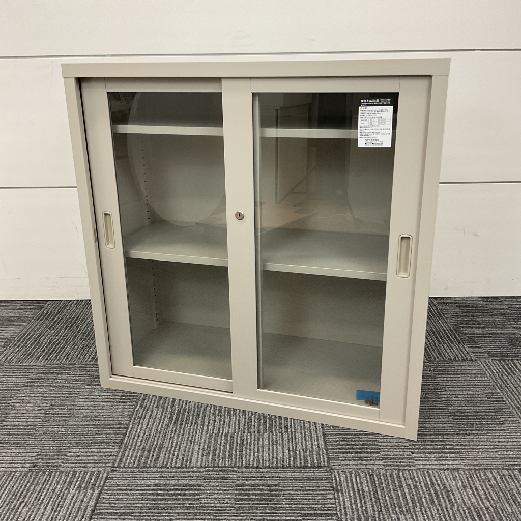 引違書庫コクヨ ニューグレー H880 ガラス戸1