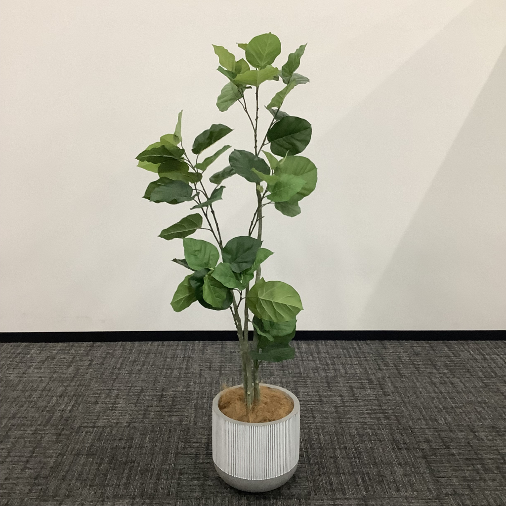 人工植栽 大 白ストライプ鉢2