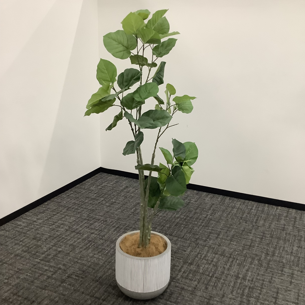 人工植栽 大 白ストライプ鉢3