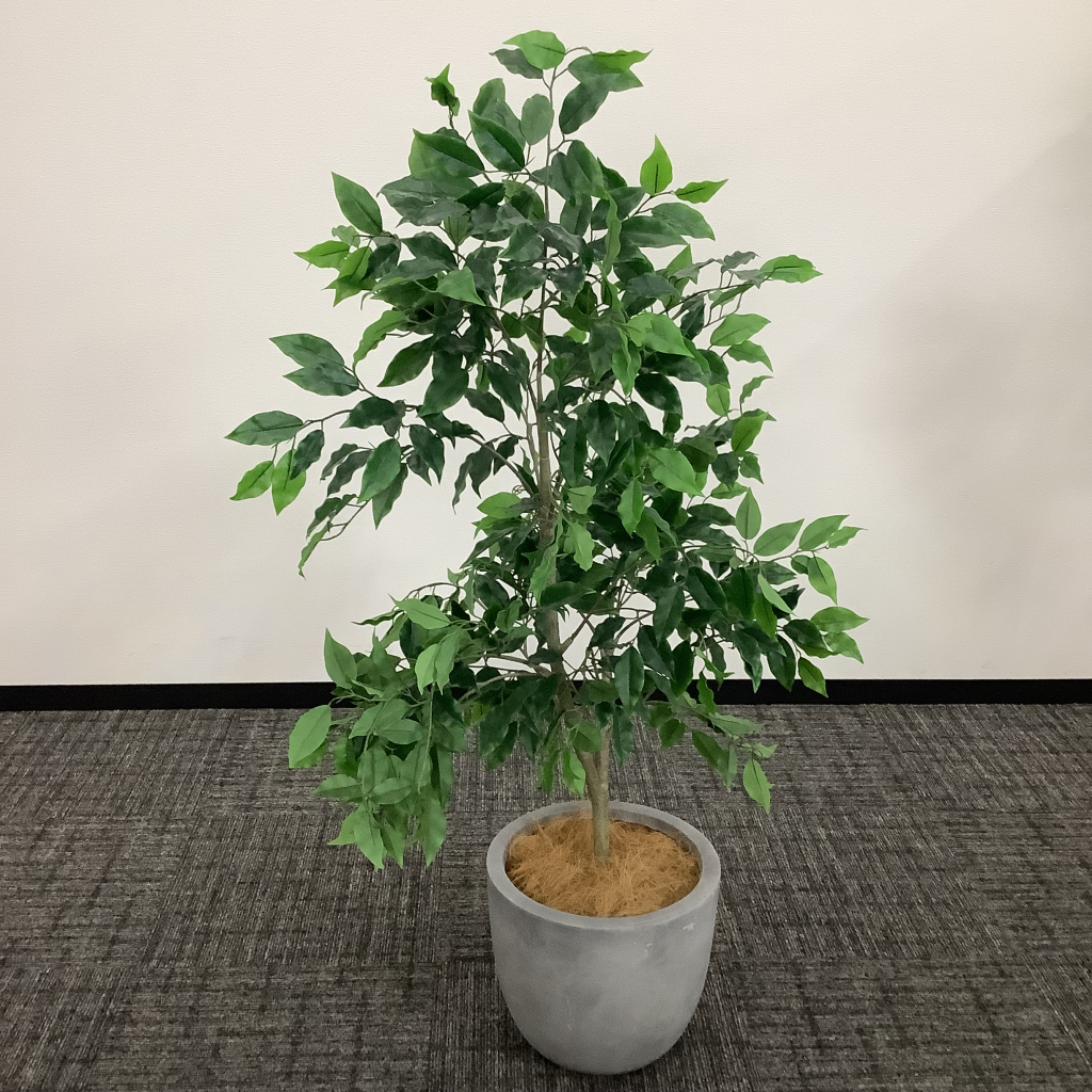 人工植栽 大 ライトグレー鉢 細葉3